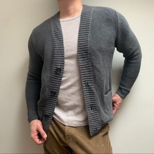 Grey Thick Knit Cardigan Medium